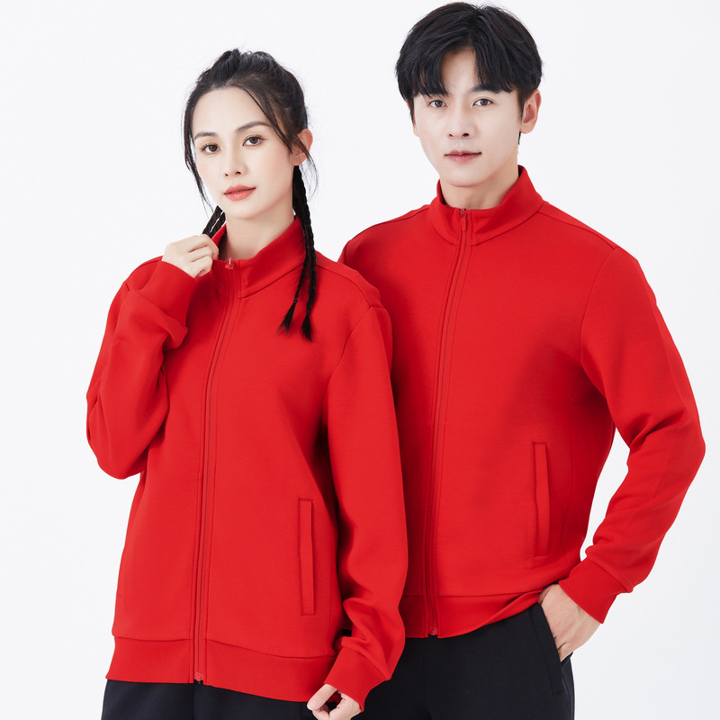 HT042-217 – Air-Layer Stand Collar Zip-Up Sweatshirt