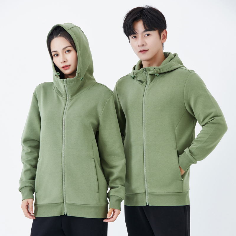 HT042-218 – Air-Layer Hooded Zip-Up Sweatshirt