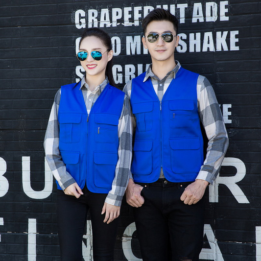 HT045?657 Solid colour zipper?pocket vest